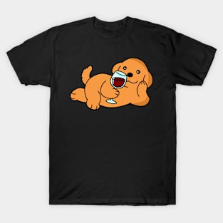 Relaxed dog drinking wine! T-Shirt